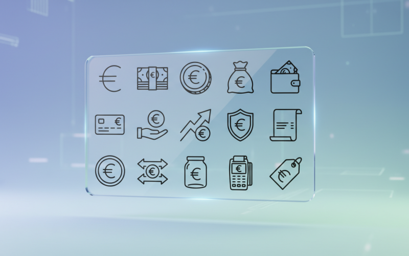 Набор векторных иконок Euro Finance & Payment Line Icons – Banking, Money & Investment Outline Vector Pack
