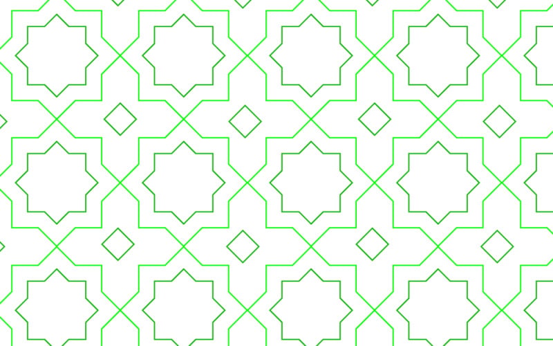 Sömlös grön geometrisk islamisk stjärnmönster bakgrund med minimal konturvektorstruktur