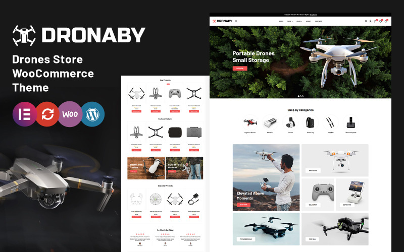 Dronaby - motyw WordPress WooCommerce dla dronów, monitoringu CCTV i pojedynczego produktu