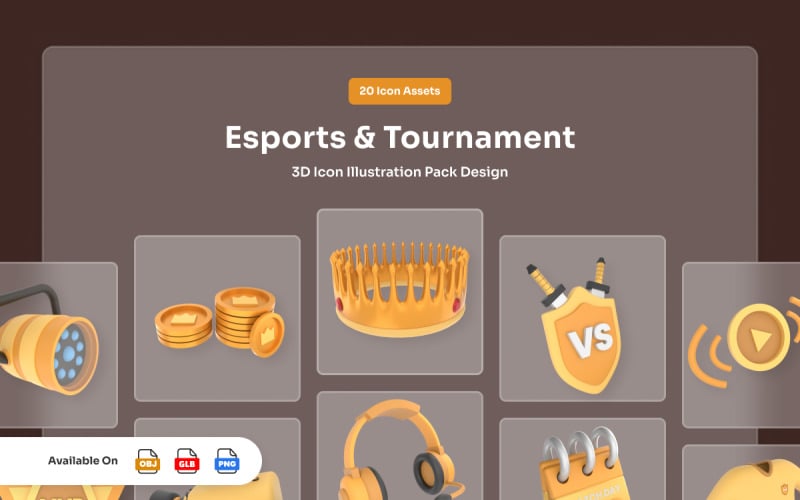 Kolekcja ikon 3D turniejów e-sportowych