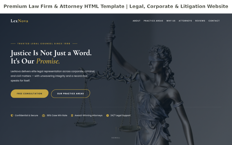 LexNova – 高级律师事务所及律师HTML模板 | 法律、公司及诉讼网站
