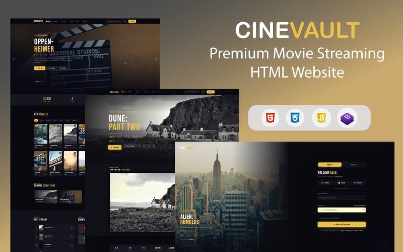 CineVault — Modèle de site Web HTML de streaming de films premium