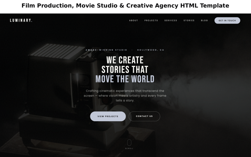HTML-шаблон для кіновиробництва, кіностудії, режисера та креативного агентства
