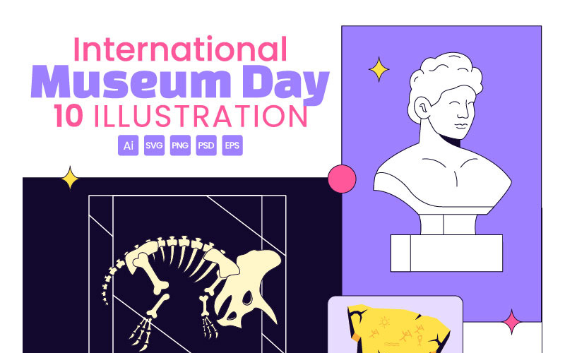 10 illustrationer för den internationella museidagen