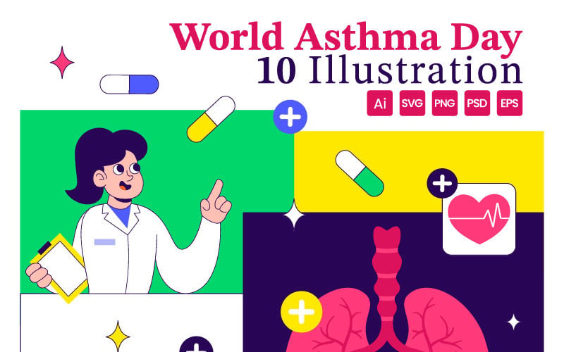 10 Illustrationer för Världsastmadagen