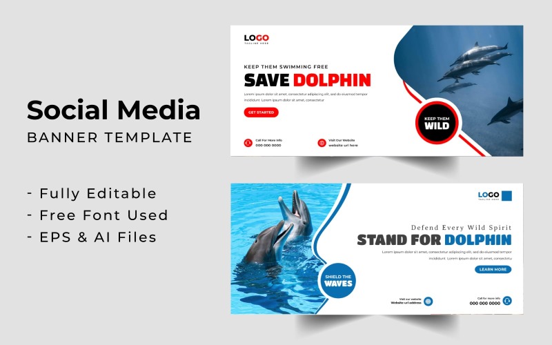 Salva il modello di banner di copertina di Facebook Dolphin