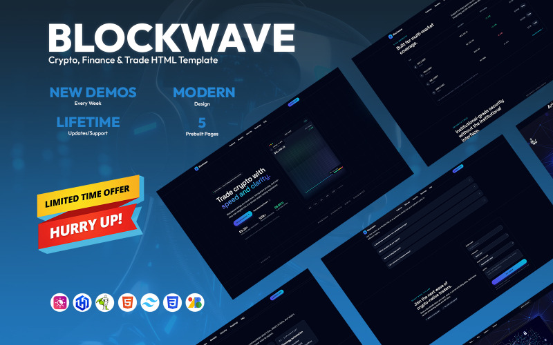 Blockwave – HTML-mall för krypto, finans och handel