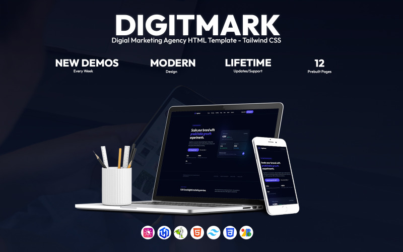 Digimark – HTML-mall för digital marknadsföringsbyrå