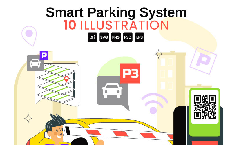 10 Illustration av smart parkeringssystem