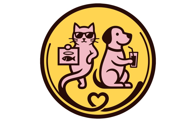 Lekfull hund- och kattlogotyp för djuraffärsidentitet