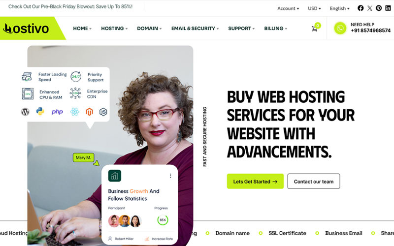 Шаблон Hostivo v2 для WHMCS и HTML