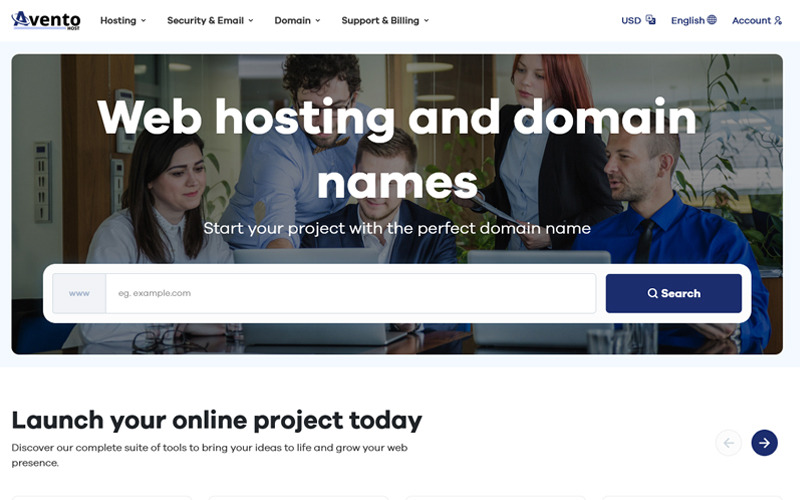 Tema di hosting Aventohost WHMCS e HTML