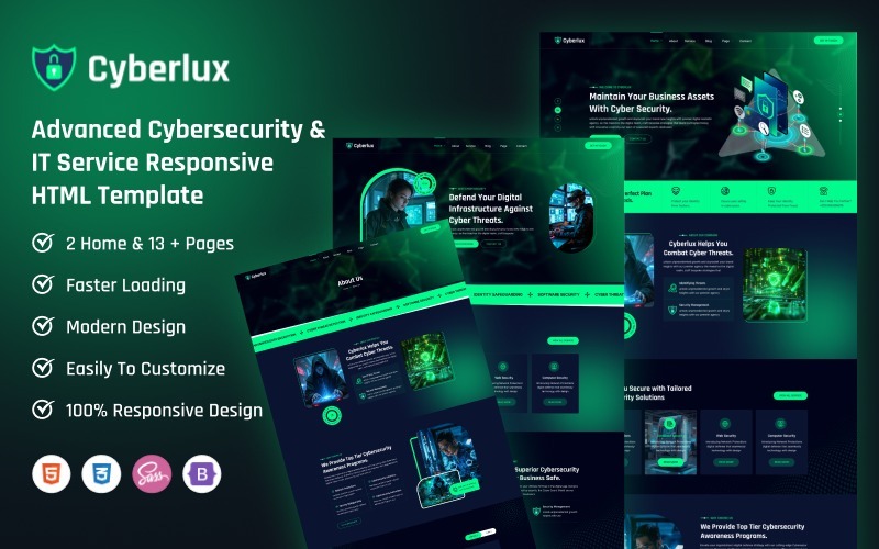 Cyberlux – Zaawansowany szablon HTML5 dla branży cyberbezpieczeństwa i usług informatycznych