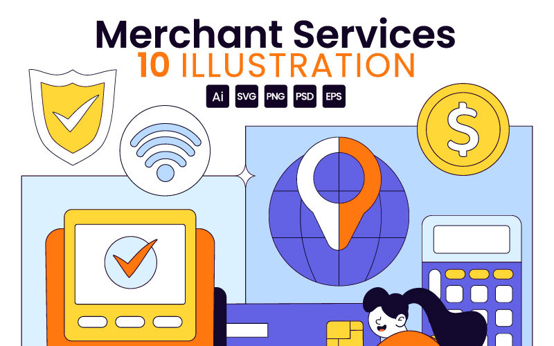 10 ilustracji wektorowych usług handlowych