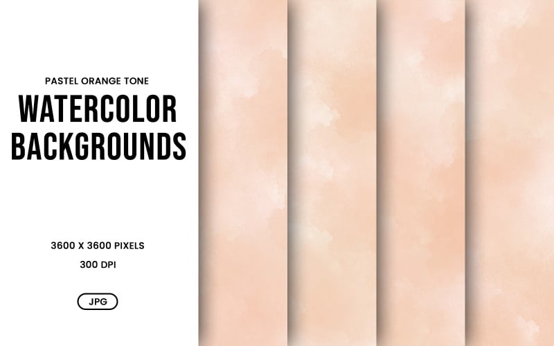 Ensemble de fonds aquarelle – Papier numérique aux tons orange pastel, collection de textures