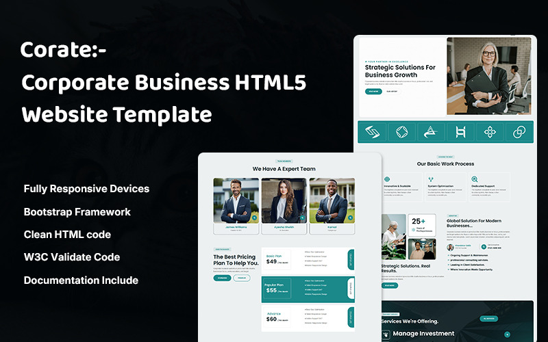 Corate - Företagswebbplatsmall för HTML5