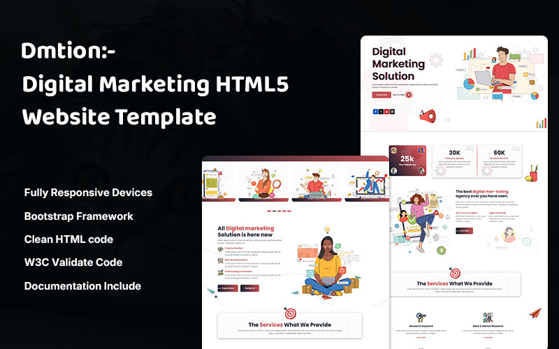 Dmtion - шаблон сайту HTML5 для цифрового маркетингу