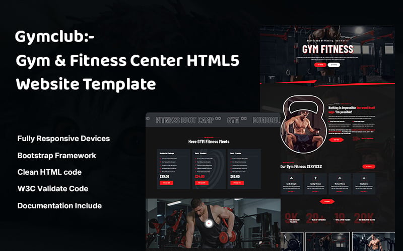Gymclub - HTML5 шаблон сайту для тренажерного залу та фітнес-центру