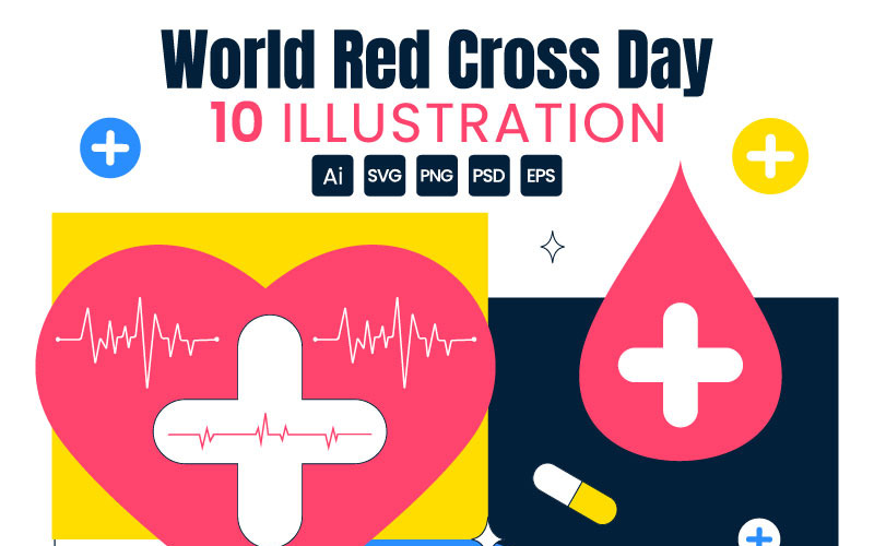 10 illustrationer för Världsröda Korsdagen