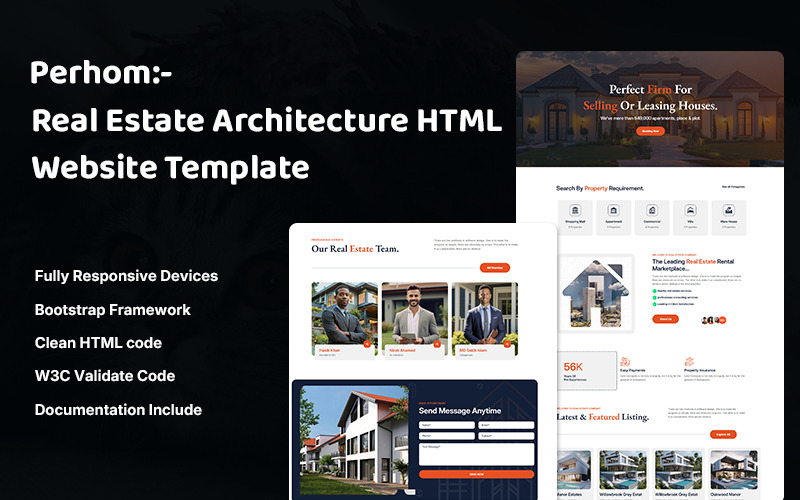 Perhom - HTML5-websitesjabloon voor vastgoedarchitectuur