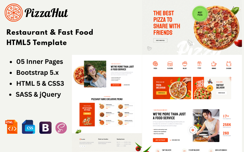 PizzaHut - Modello HTML5 per ristoranti e fast food