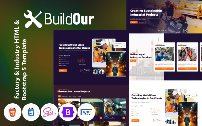 BuildOur - Шаблон HTML та Bootstrap 5 для фабрик та промисловості