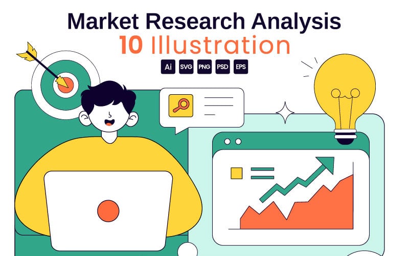 10 Illustrazione di ricerche e analisi di mercato
