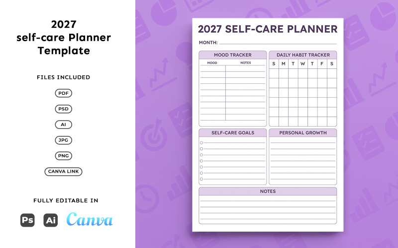 Planner di auto-cura 2027 per - Pianificazione personale, benessere, monitoraggio delle abitudini e dell'umore, formato A4 minimo