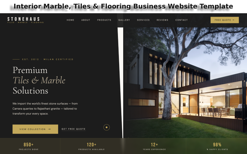 Interior Marble, Tiles & Flooring Business Website HTML CSS Template