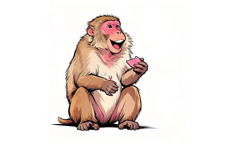Illustrazione di scimmia con cibo