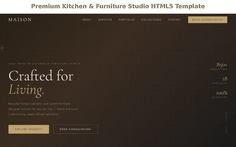 Premium Kitchen & Furniture Studio HTML5 Template