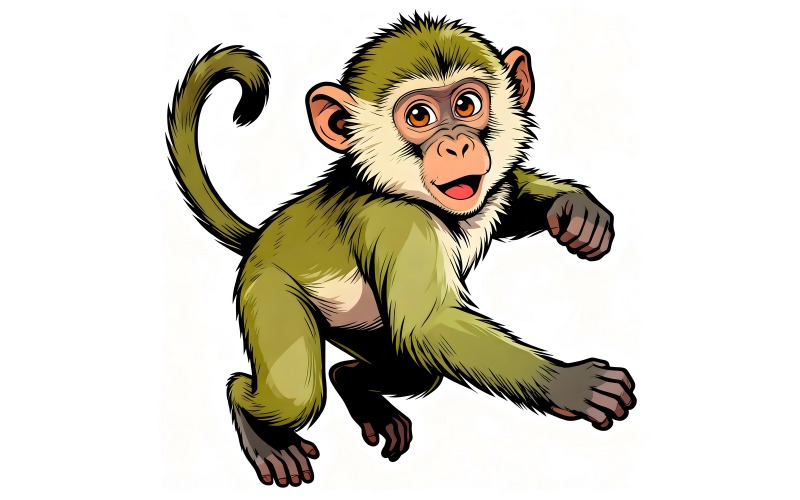 Illustrazione del Parco Nazionale del Giovane Babbuino Olivo in Kenya e Africa