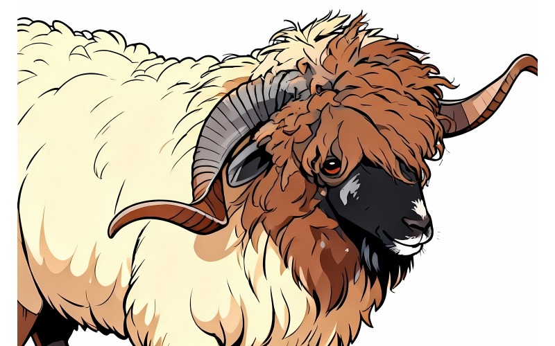 Fumetto di primo piano di un ariete bighorn