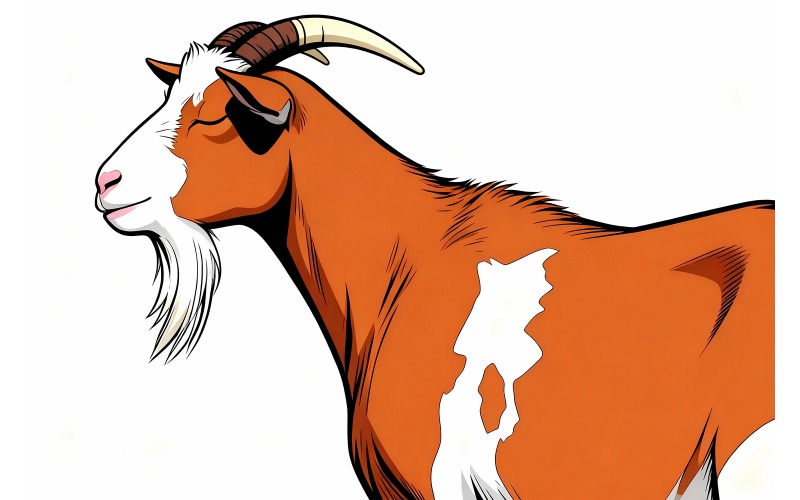Fumetto di prato di capra bianca marrone