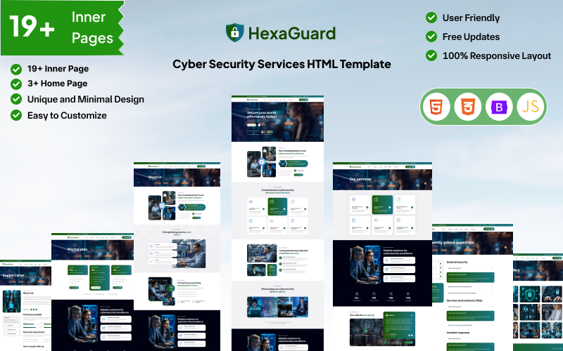 Cyber Security Html Template HexaGuard - Cyber Security Services HTML Template