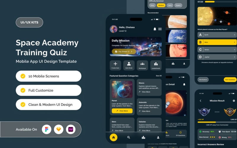 Quizonaut - Aplikace s uživatelským rozhraním pro kvízy Vesmírné akademie