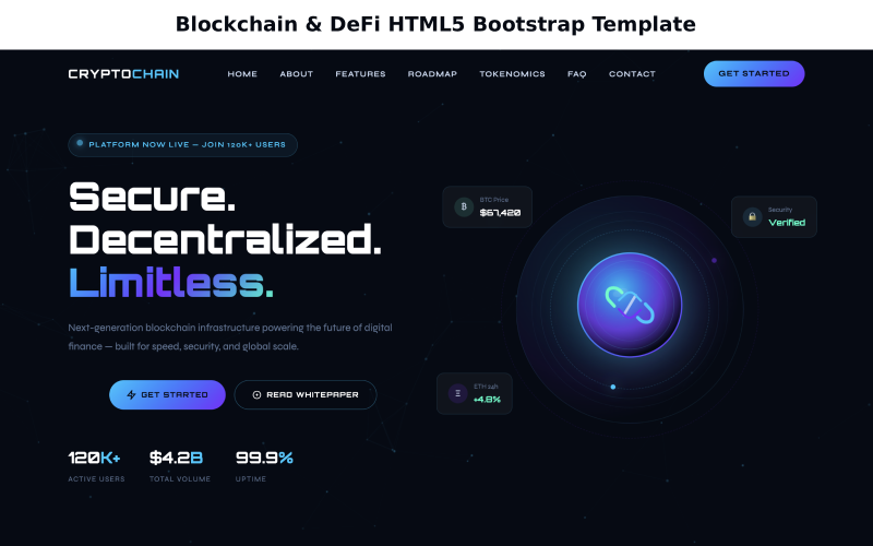 Шаблон HTML5 Bootstrap для блокчейна и DeFi