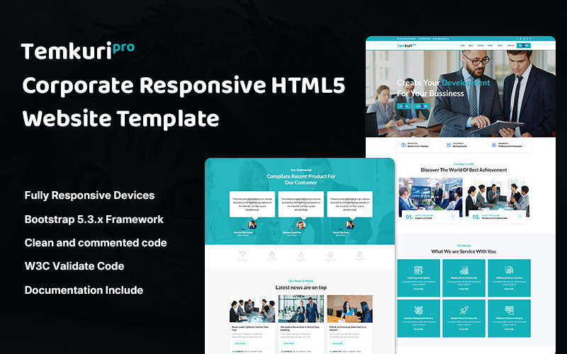 Temkuripro - Modello di sito Web HTML5 reattivo aziendale