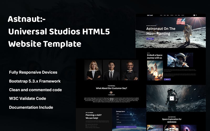 Astnaut - Universal Studios HTML5 Website Template