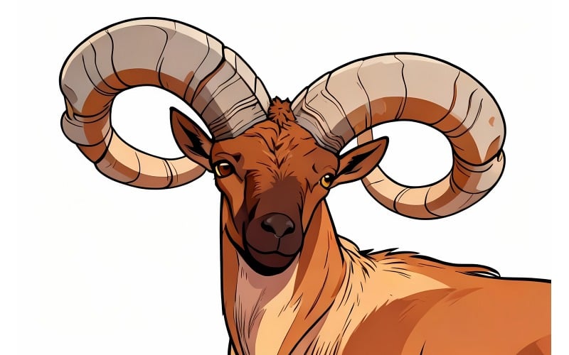 Fumetto ritratto di mammifero cornuto