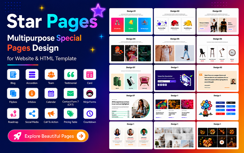 Star Pages – Mehrzweck-Spezialseiten-Design für Website & HTML-Vorlage