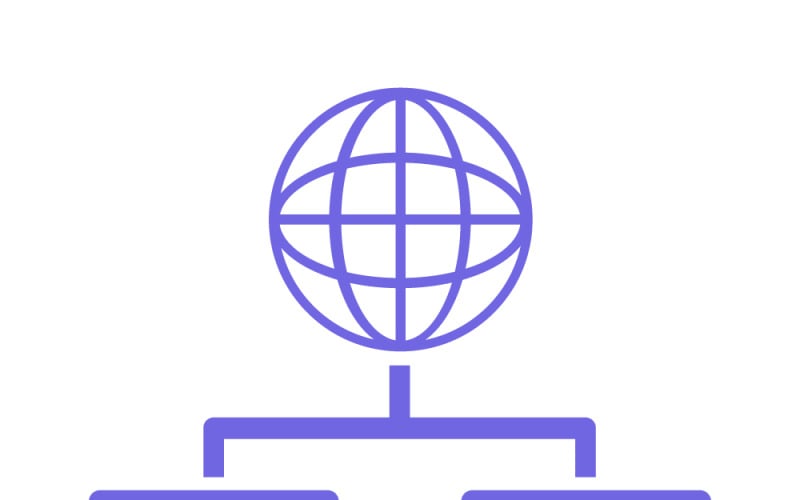 Icona della rete globale che mostra la connessione Internet tra computer e diagramma della connettività online