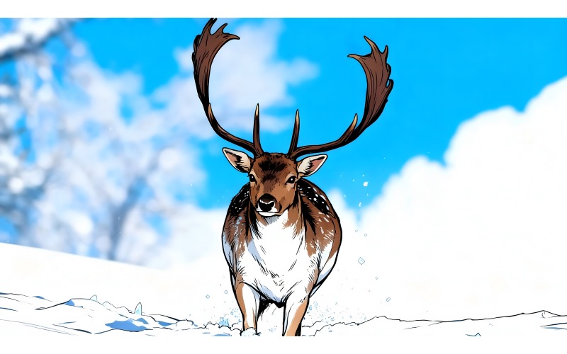 Illustrazione di Deer Snow 2 e immagine vettoriale