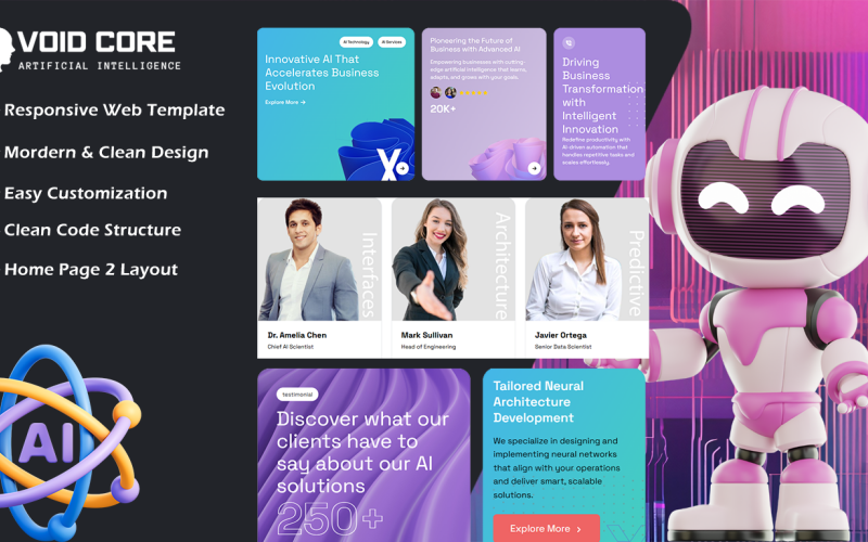 Aivoidcore – Yapay Zeka ve Makine Öğrenimi HTML Şablonu