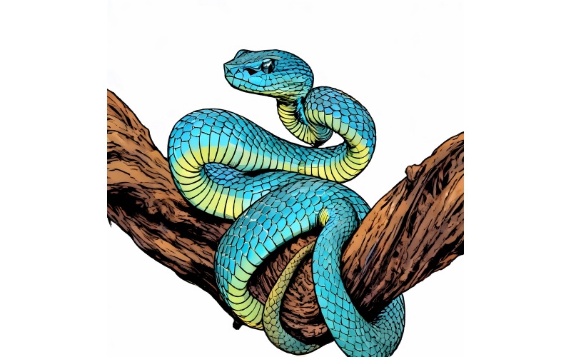 Ilustracja gałęzi węża niebieskiego żmii