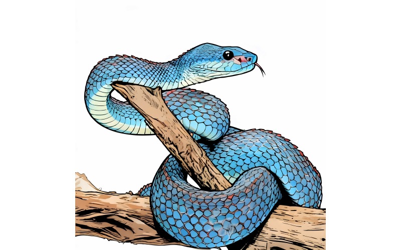Serpente vipera blu Serpente vipera ramificato Serpente insulare blu Illustrazione