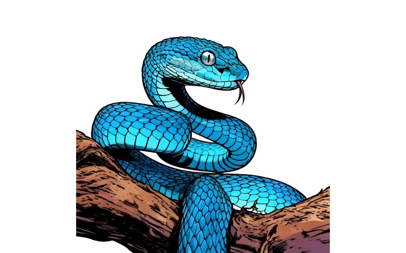 Illustrazione ravvicinata di un serpente vipera blu