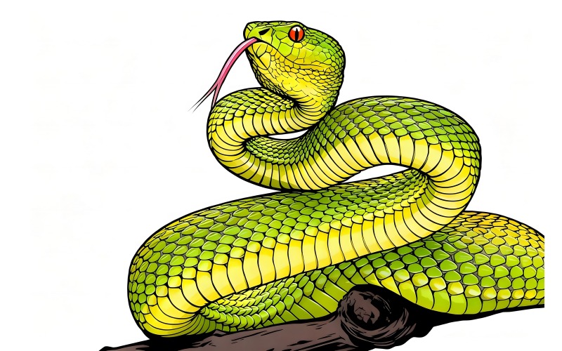 Illustrazione di un serpente in primo piano su sfondo nero (1 pagina).