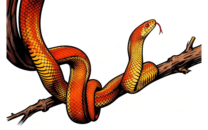 Illustrazione ravvicinata di un serpente su sfondo nero.