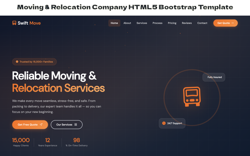 Modello HTML5 Bootstrap per ditta di traslochi e traslochi